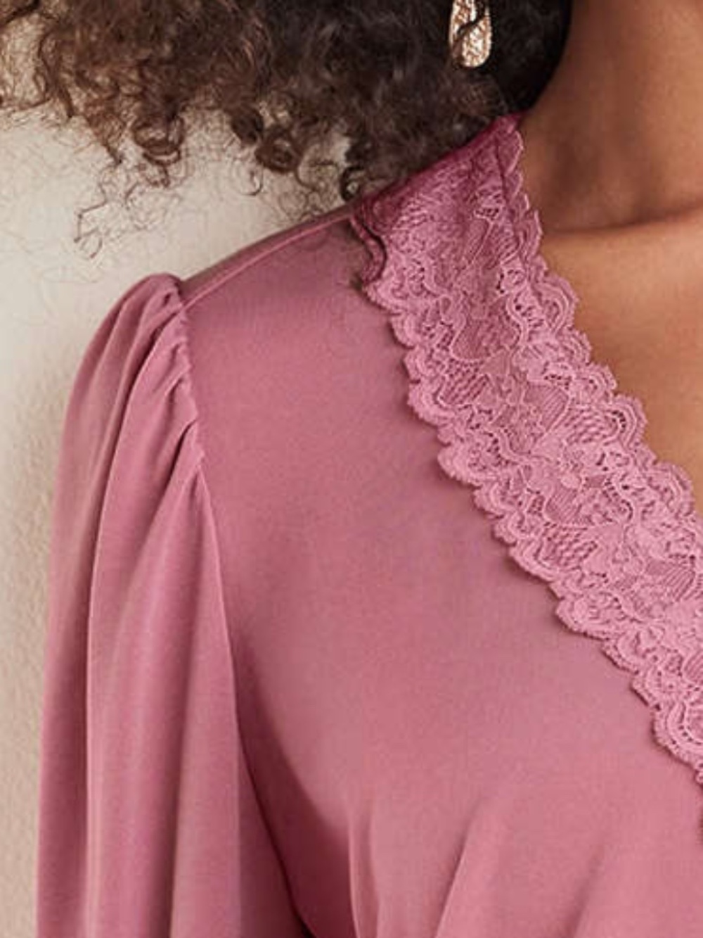 VENUS Faux Wrap Lace Trim Blouse - Heather Rose NEW - Picture 7 of 12